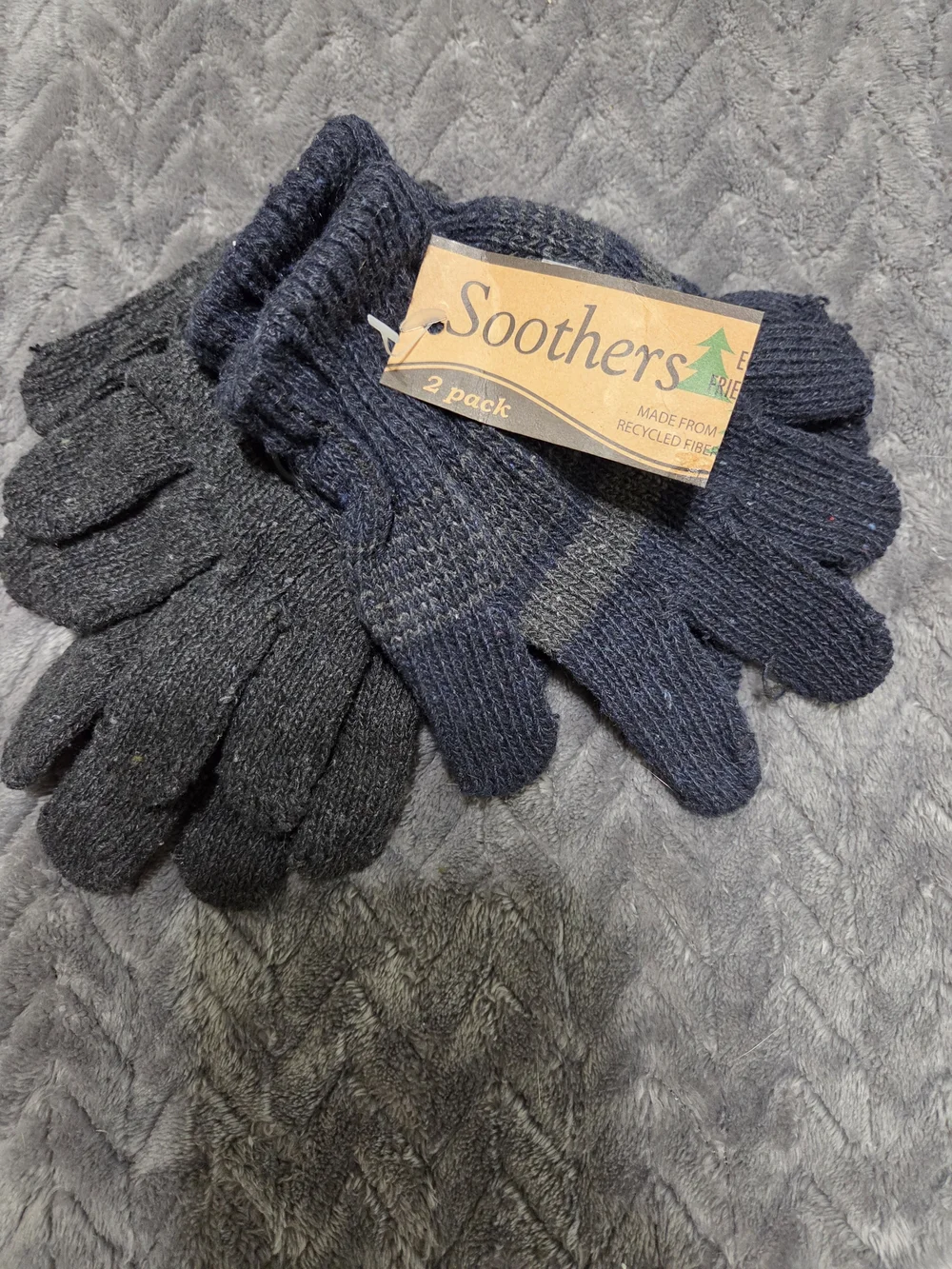 Kids 2-Pack Knit Mittens - Black & Navy